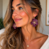 Burgundy Flower Acrylic Earrings