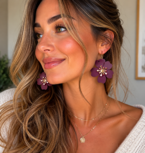 ChatGPT Image May 27, 2026, 11_58_03 PM Burgundy Flower Acrylic Earrings